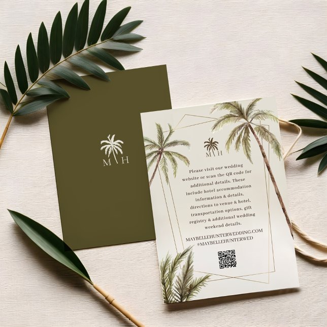 Tropical Watercolor Palm Trees Bohemian Wedding Enclosure Card (Tropical Watercolor Palm Trees Bohemian Wedding Enclosure Card)
