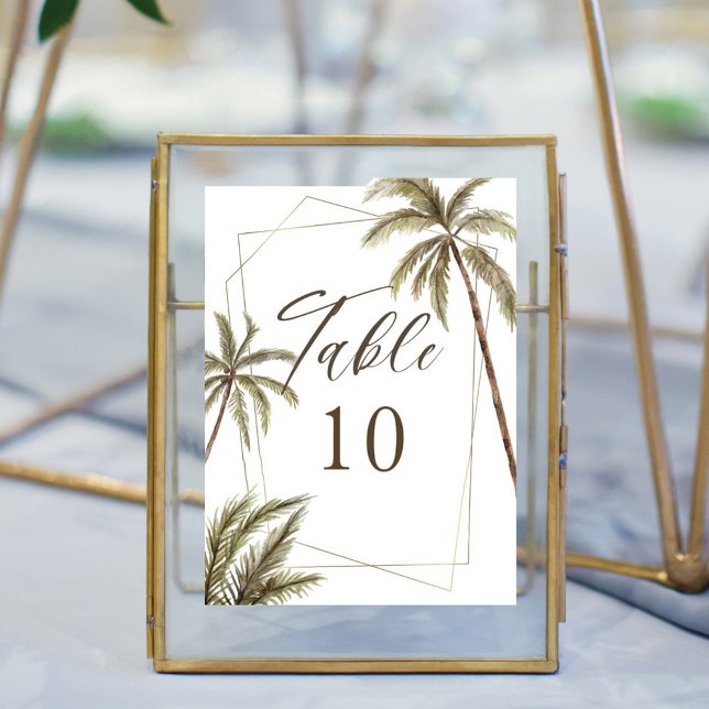Tropical Watercolor Palm Trees Bohemian Wedding Table Number (Creator Uploaded)