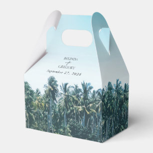 Tropical Watercolor Palms & Beach Wedding Favor Box