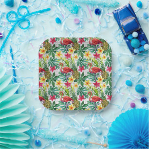 Tropical Watercolor Paper Plate