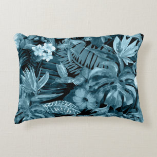 Tropical Watercolor Paradise: Jungle Blossom Accent Pillow