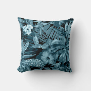 Tropical Watercolor Paradise: Jungle Blossom Throw Pillow