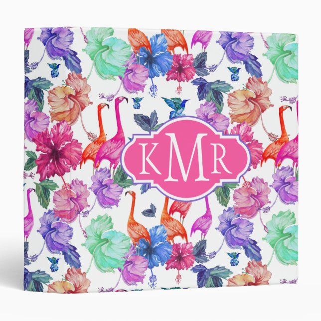 Tropical Watercolor Pattern | Monogram Binder (Front/Spine)