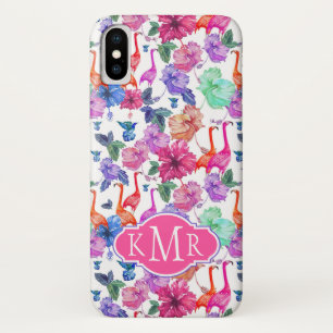 Tropical Watercolor Pattern   Monogram iPhone X Case