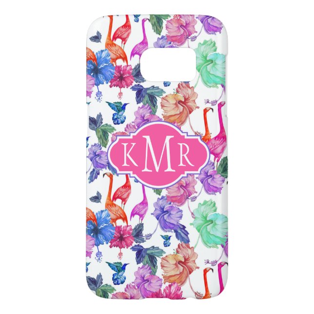 Tropical Watercolor Pattern | Monogram Case-Mate Samsung Galaxy Case (Back)