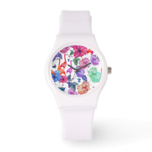 Tropical Watercolor Pattern Watch