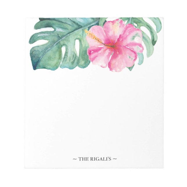 Tropical Watercolor Personalized Stationery Notepad (Front)