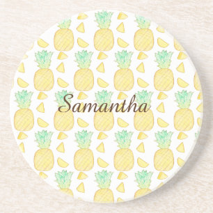 Tropical Watercolor Pineapple  Coaster
