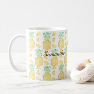 Tropical Watercolor Pineapple Coffee Mug
