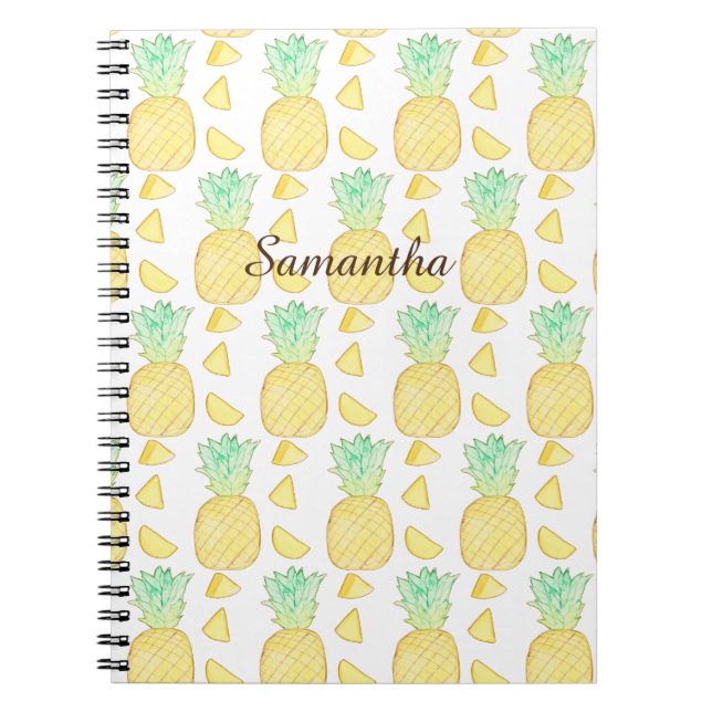Tropical Watercolor Pineapple  Notebook (Front)
