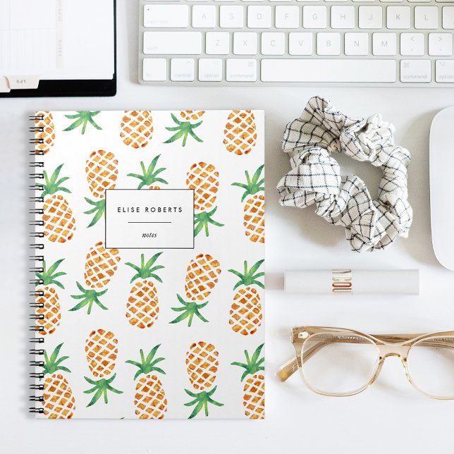 Tropical Watercolor Pineapple Pattern Notebook (Creator Uploaded)