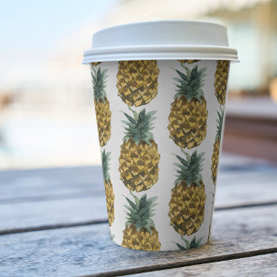 Tropical Watercolor Pineapple Pattern Paper Cups