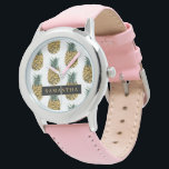 Tropical Watercolor Pineapple Pattern With Name Watch<br><div class="desc">Tropical Watercolor Pineapple Pattern With Name</div>