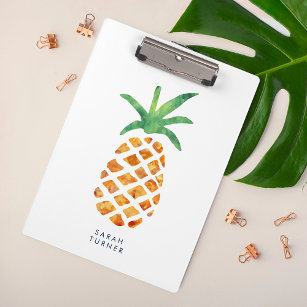 Tropical Watercolor Pineapple Personalized Clipboard