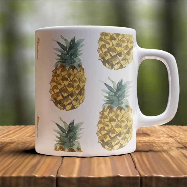 Tropical Watercolor Pineapple Seamless Pattern Coffee Mug (Creator Uploaded)