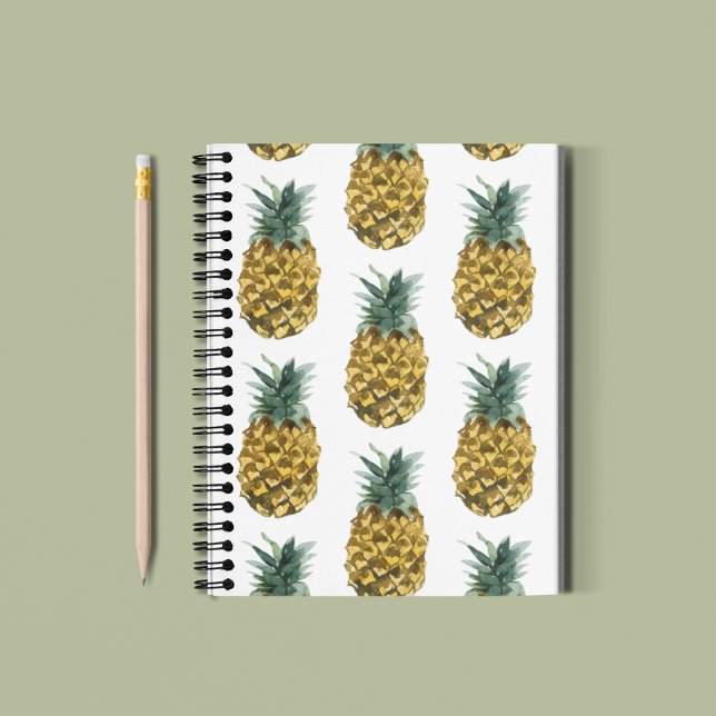 Tropical Watercolor Pineapple Seamless Pattern Notebook (Creator Uploaded)