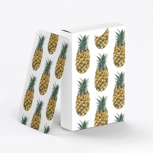 Tropical Watercolor Pineapple Seamless Pattern Playing Cards (Creator Uploaded)