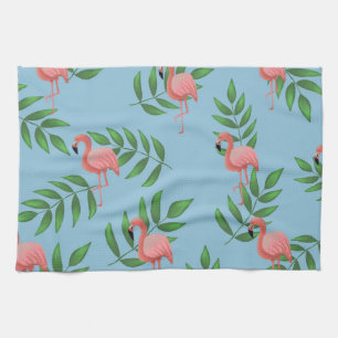 Tropical Watercolor Pink Flamingo Kitchen Towel