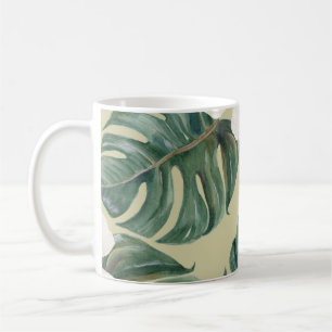 Tropical watercolor plants: seamless pattern. coffee mug