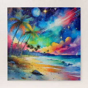 tropical watercolor scene puzzle