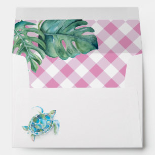 Tropical Watercolor Sea Turtle Baby Shower Envelope
