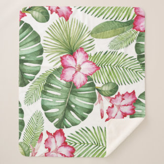 Tropical Watercolor: Seamless Pattern Sherpa Blanket