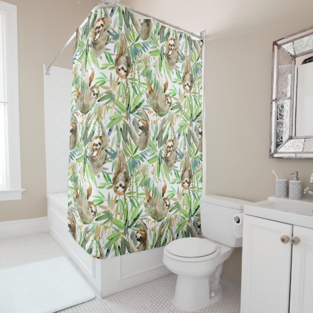 Tropical Watercolor Sloth Pattern (In Situ)