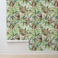 Tropical Watercolor Sloth Pattern