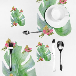 Tropical watercolor tablecloth 