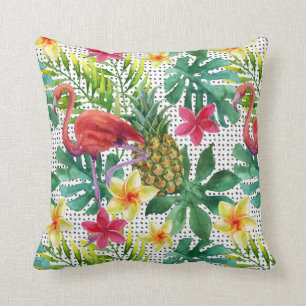 Tropical Watercolor Throw Pillow