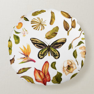 Tropical Watercolor Vintage set with isolated obje Round Pillow
