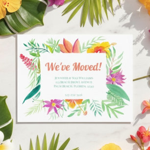 Tropical Watercolor We’ve Moved Announcement  Postcard