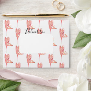 Tropical watercolour exotic foliage addressed  envelope
