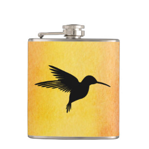 Tropical Watercolour Hummingbird Colibri Flask