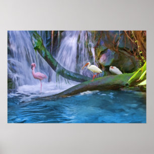 Tropical Waterfall Poster
