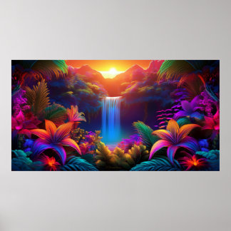 Tropical Waterfall Poster