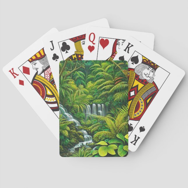 Tropical waterfalls playing cards (Back)