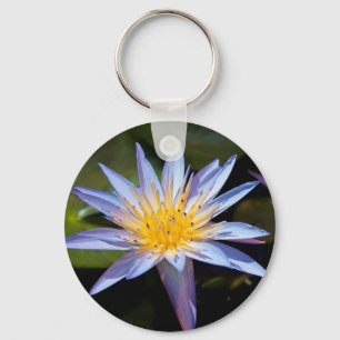Tropical Waterlily Floral Botanical Design Keychain