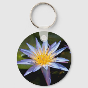 Tropical Waterlily Floral Botanical Design Keychain