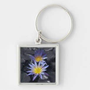 Tropical Waterlily Floral Botanical Design Keychain