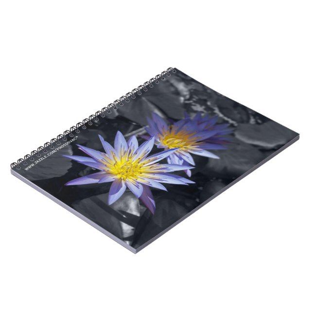 Tropical Waterlily Floral Botanical Design Notebook (Left Side)
