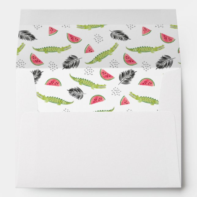 Tropical Watermelon & Crocodile Pattern Envelopes (Back (Bottom))