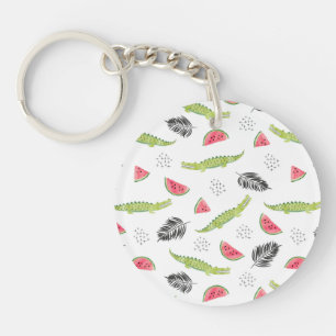 Tropical Watermelon & Crocodile Pattern Keychain