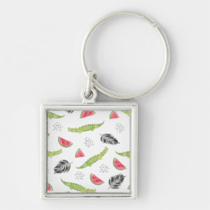 Tropical Watermelon & Crocodile Pattern Keychain