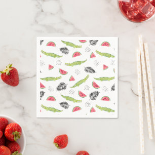 Tropical Watermelon & Crocodile Pattern Napkin