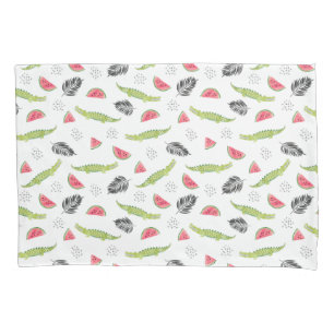 Tropical Watermelon & Crocodile Pattern Pillowcase