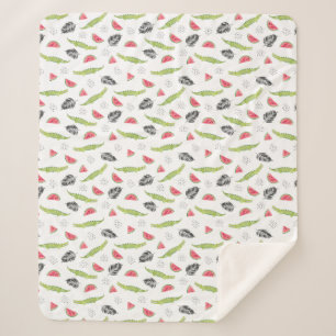 Tropical Watermelon & Crocodile Pattern Sherpa Blanket