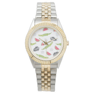 Tropical Watermelon & Crocodile Pattern Watch