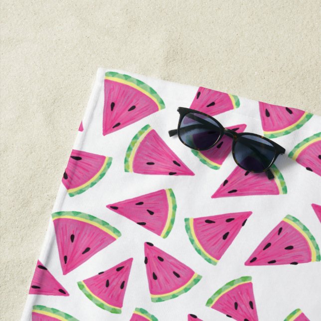Tropical watermelon pattern beach towel (In Situ)