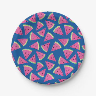 Tropical watermelon pattern paper plate